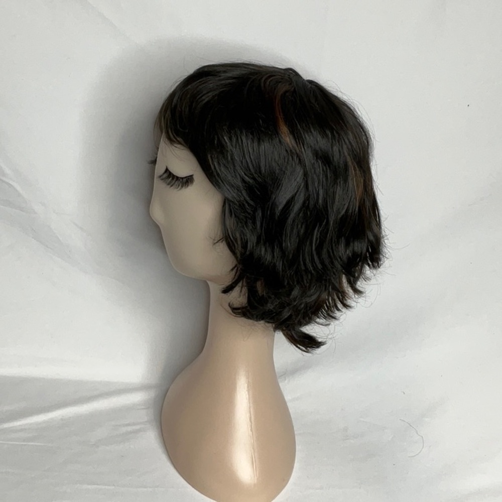 Dark Brown Layered Wig with Moderate Volume and Highlights - Picture 10 of 14